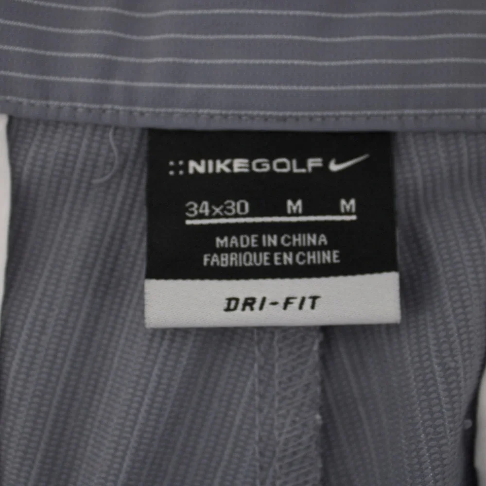 Nike Golf Pants Mens 34x30 Grey Dri-FIT Pinstripe Flat Front Trousers 335936-065